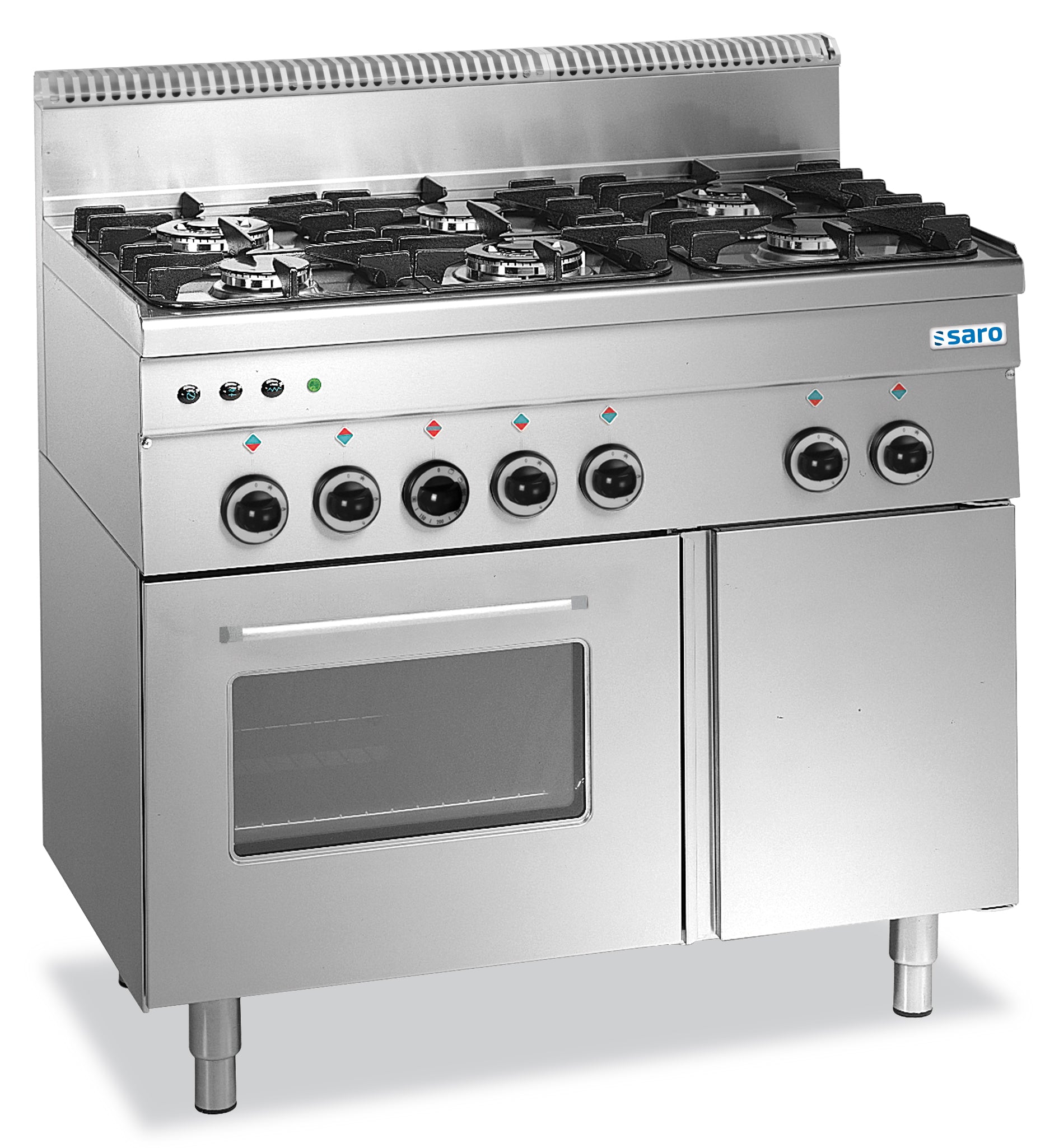 SARO gaskookplaat met gasoven, 6 branders, 600 Line model G6SFA6
