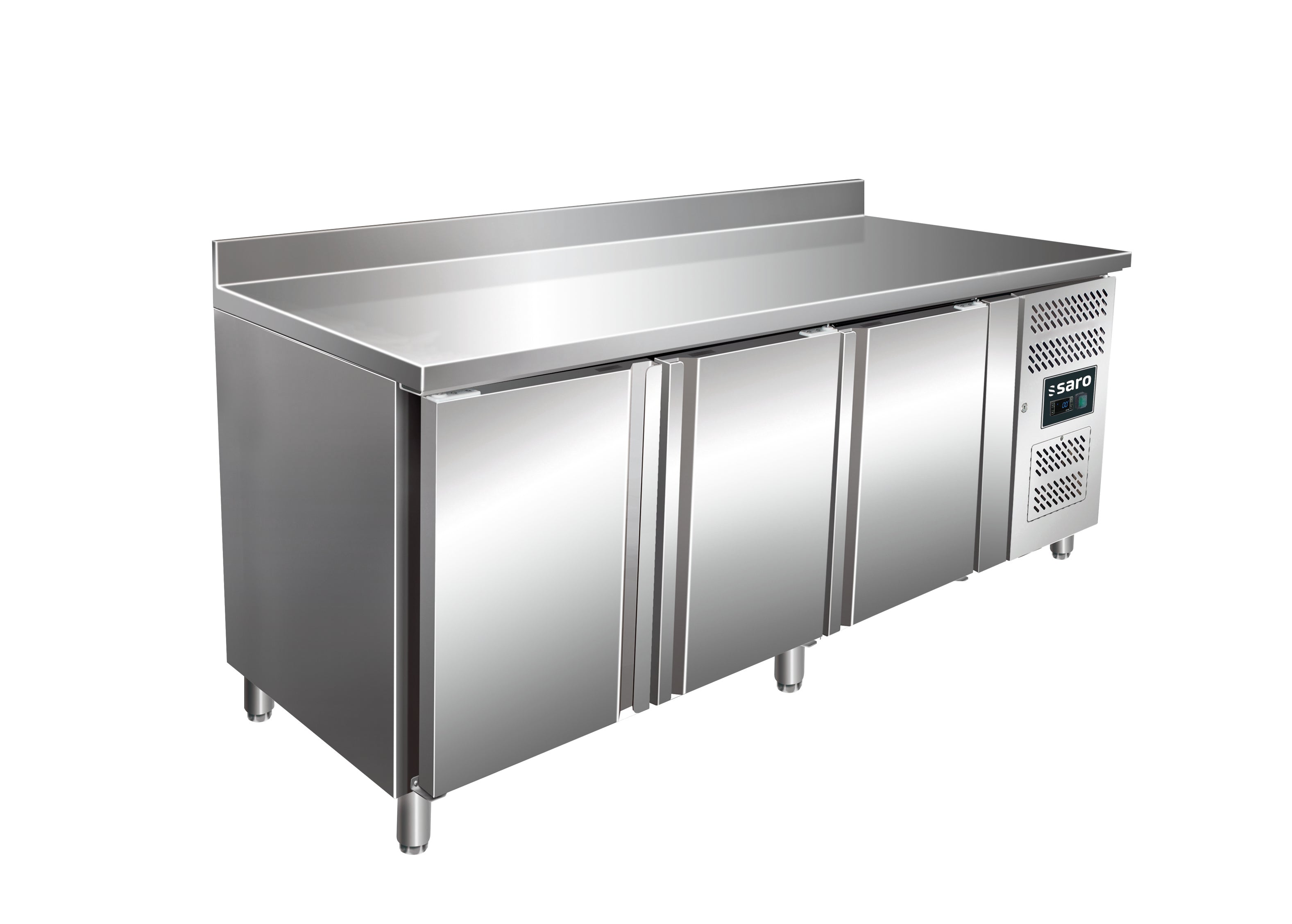 SARO koeltafel met 3 deuren en opstaande rand, model SNACK 3200 TN