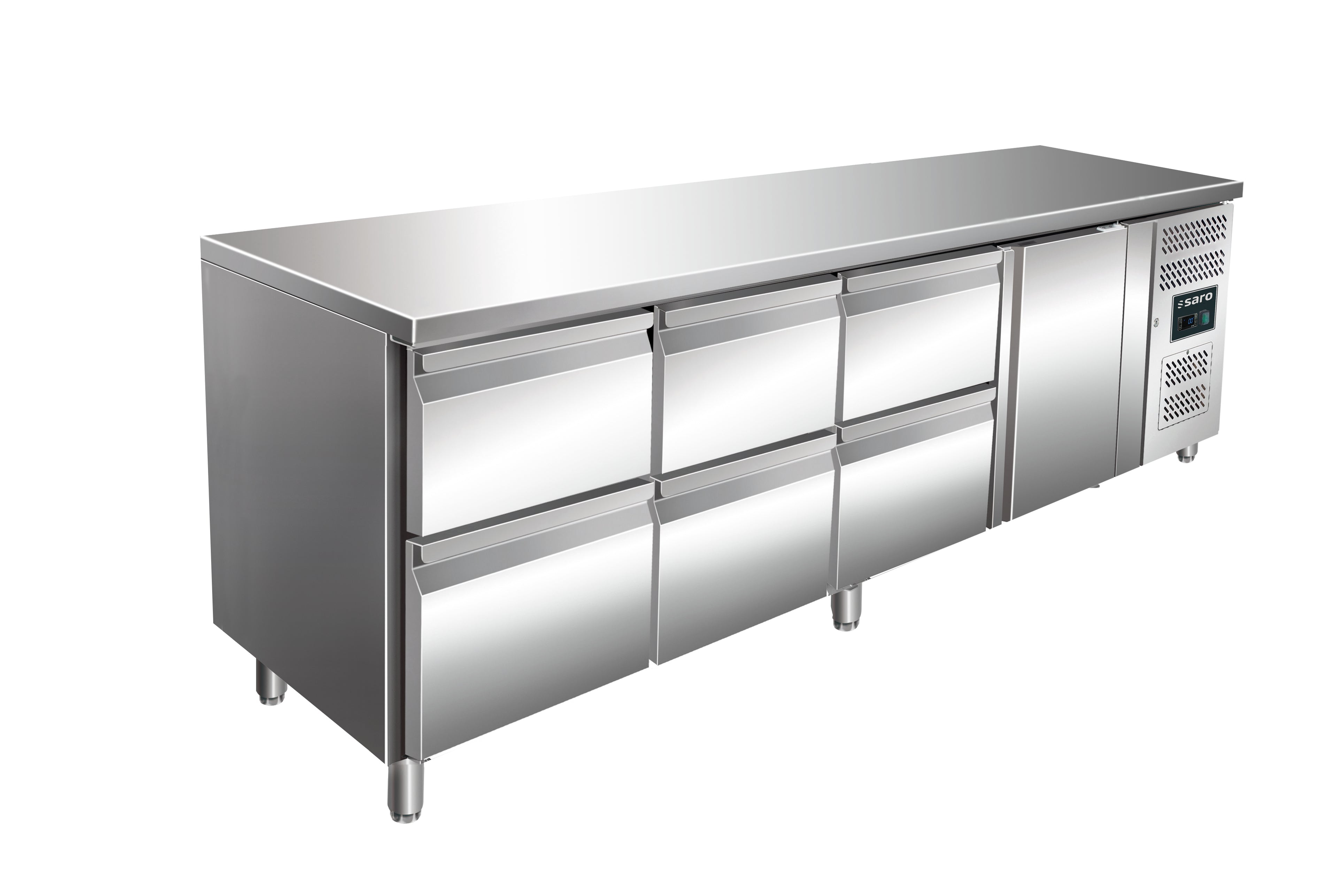 SARO Gekoelde werkbank met 1 deur en 3x set van 2 lades, model KYLJA 4160 TN
