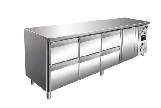 SARO Gekoelde werkbank met 1 deur en 3x set van 2 lades, model KYLJA 4160 TN