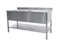 SARO Spoeltafel met twee wasbakken, links - 700 mm diepte, 1200 mm