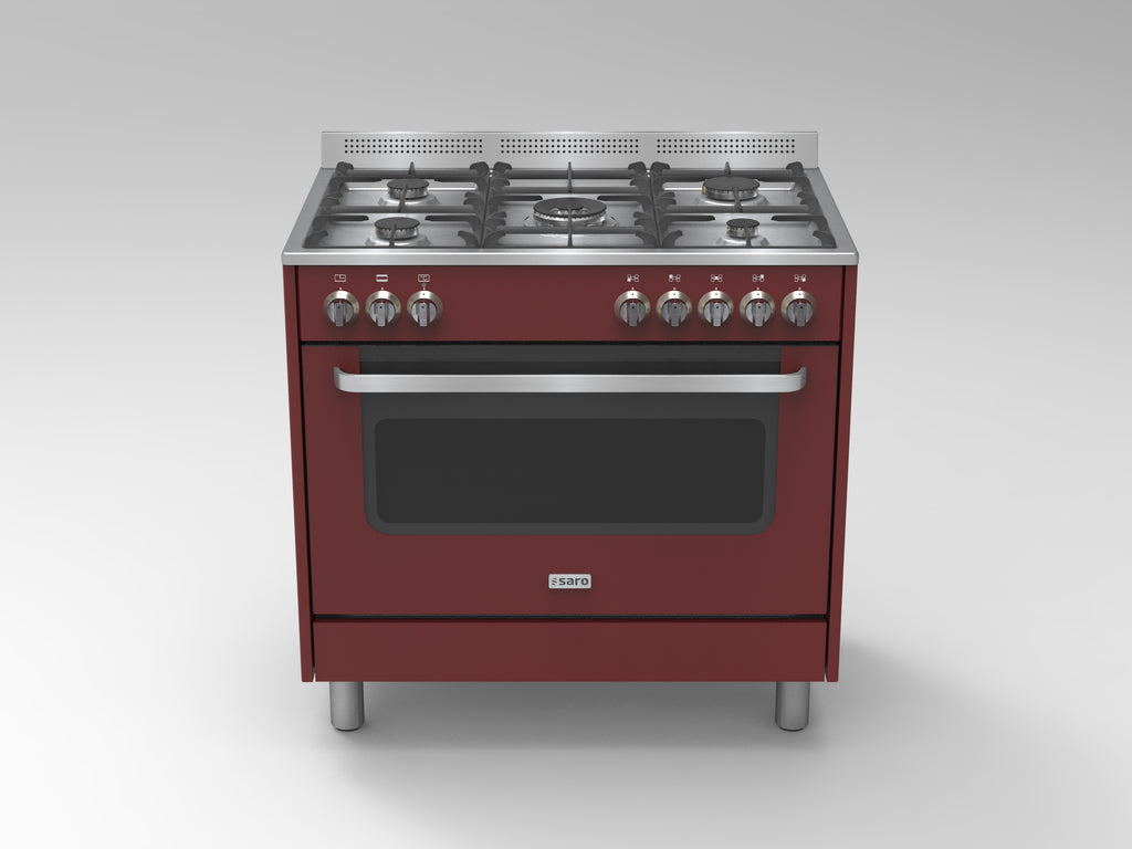 SARO Multifunctioneel gasfornuis met electrische oven model TS95C61LVI bordeaux - afbeelding 2