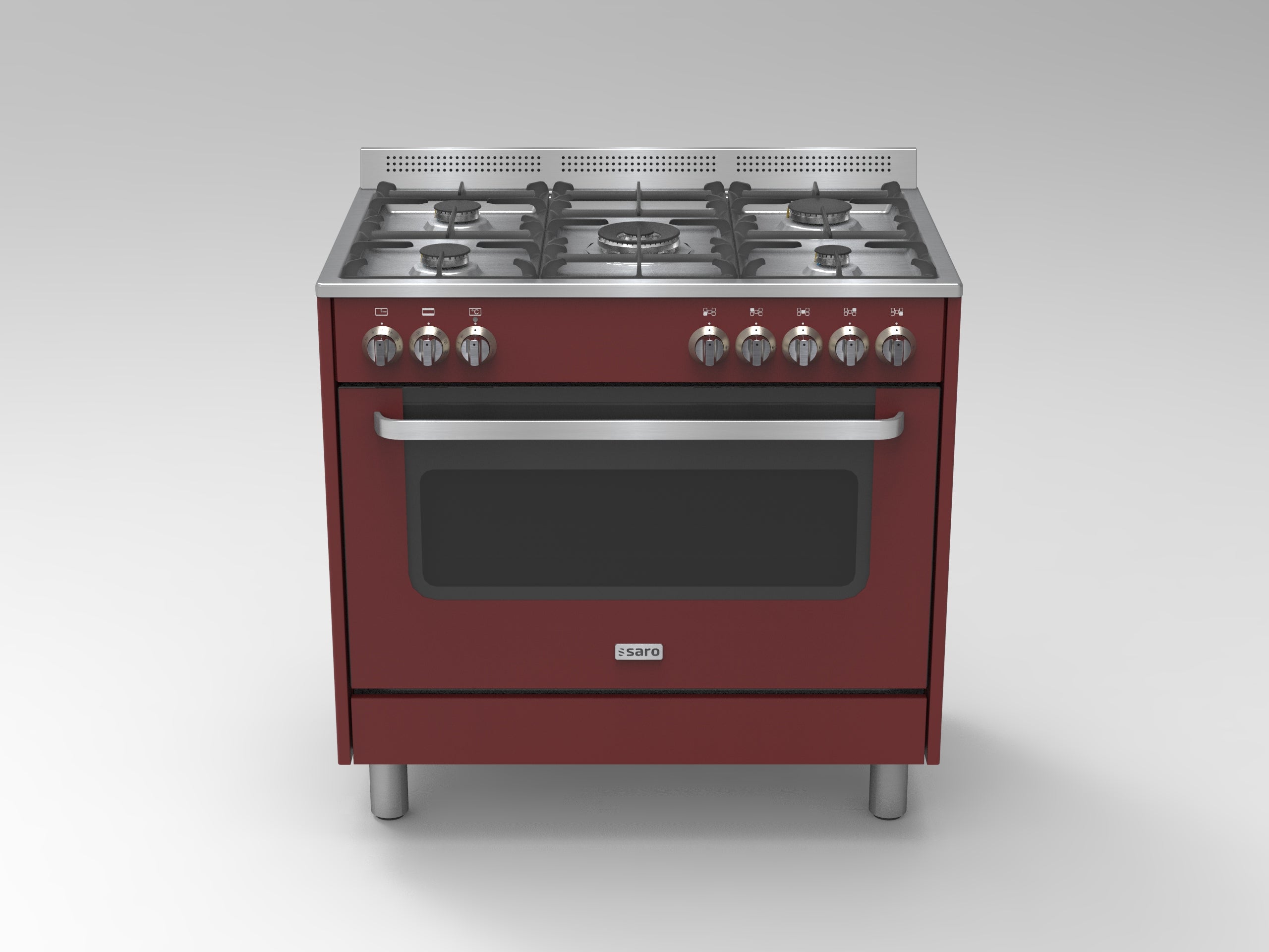 SARO Multifunctioneel gasfornuis met electrische oven model TS95C61LVI bordeaux - afbeelding 2