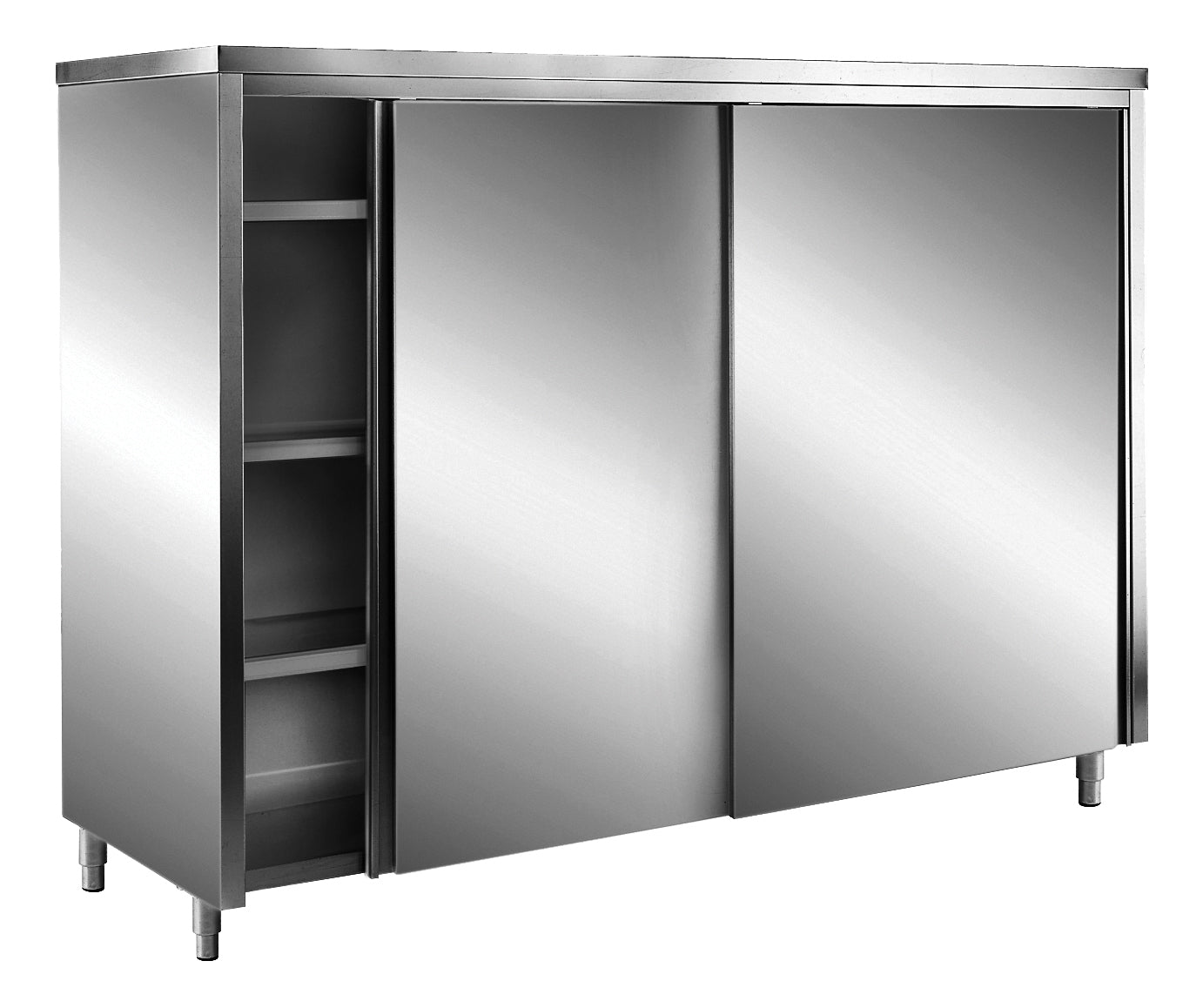 SARO RVS opbergkasten met schuifdeuren AISI 430, plat dak, 1000x700