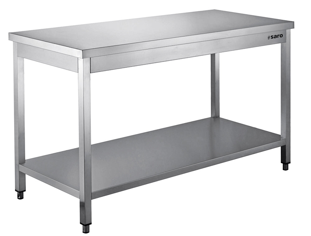SARO Roestvrijstalen tafel, gedemonteerd, met legbord - 600 mm diepte, 1200 mm