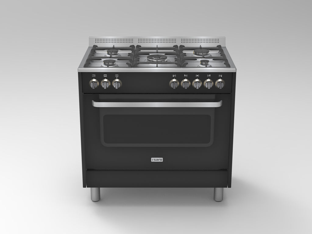 SARO Multifunctioneel gasfornuis met electrische oven model TS95C61LNE zwart - afbeelding 2