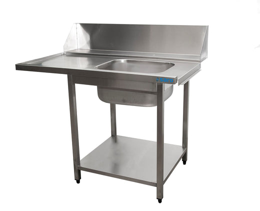 SARO aanvoertafel voor vaatwasser rechts, 1 bak, 1200 mm