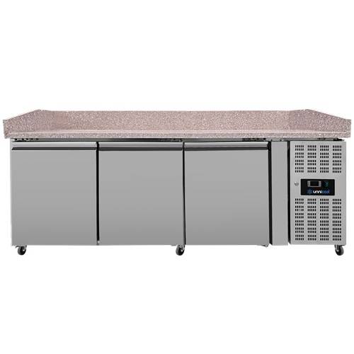 Pizzakoelwerkbank 3 deuren Unninox UNN3600TN - 202x80x100 cm