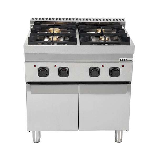 Gas range with doors Unninox G70C20K - 28,5 kW - 4 burners