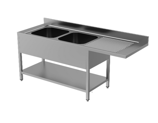 RVS spoeltafel met ruimte voor vaatwasser, gelast (SWF)