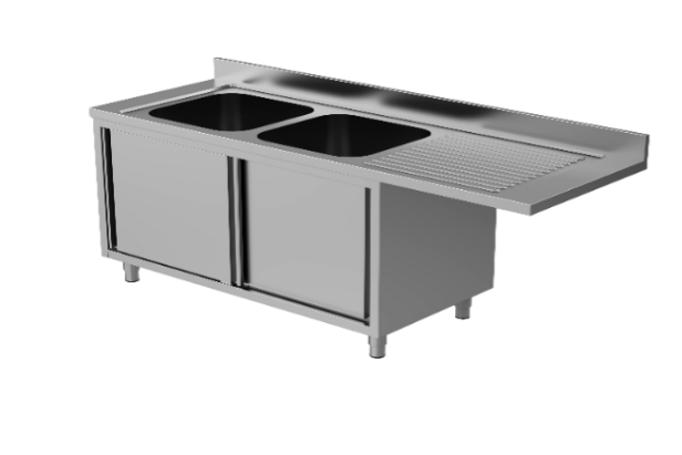 SINK WITH SLIDING DOORS AND PLACE FOR WASHMACHINE