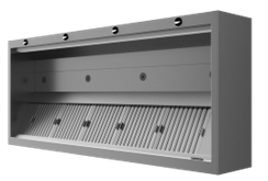 RVS wandafzuigkap met inductiemodule, 1300 mm diep
