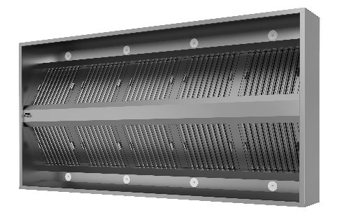 RVS eilandafzuigkap, 2000 mm diep