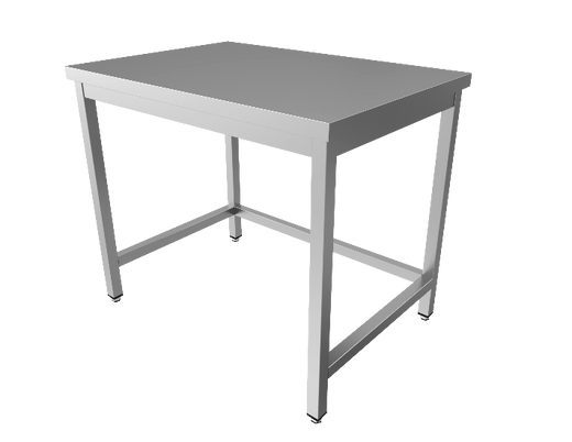 RVS werktafel zonder onderblad, 600 mm diep