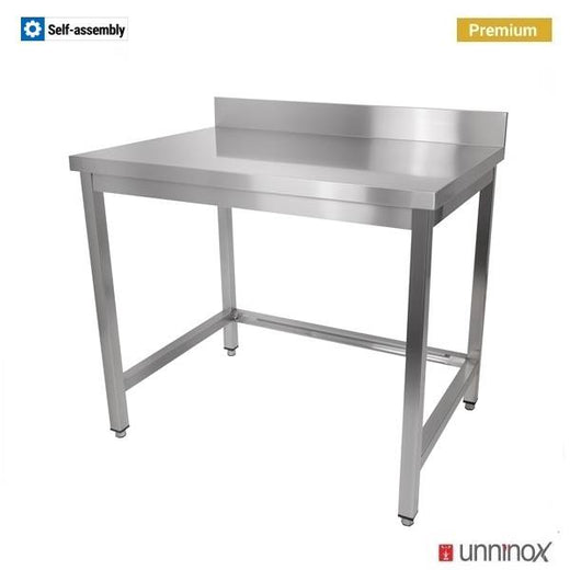 RVS werktafel zonder onderblad, met opstaande rand, 700 mm diep Unninox