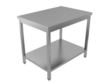 RVS werktafel met onderblad, 600 mm diep Unninox