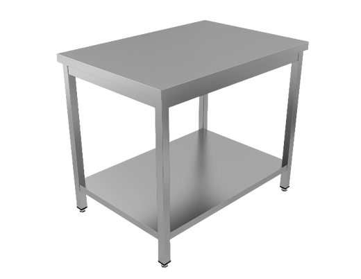 RVS werktafel met onderblad, 600 mm diep