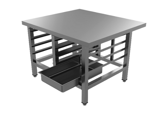 RVS werktafel, zonder onderblad, met opstaande rand, 800 mm diep