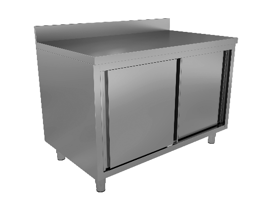 WORK CABINET WITH SLIDING DOORS + UPSTAND 600