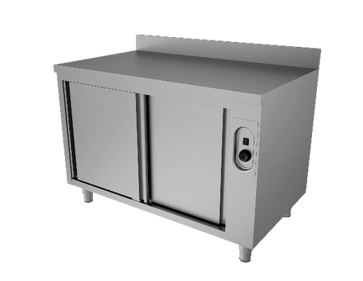 RVS warmhoudkast met opstaande rand, 600 mm diep