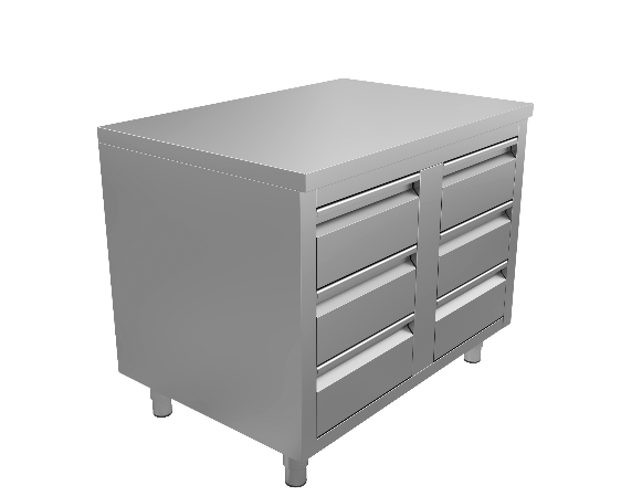 S/S Work Table With 6 Drawers 600