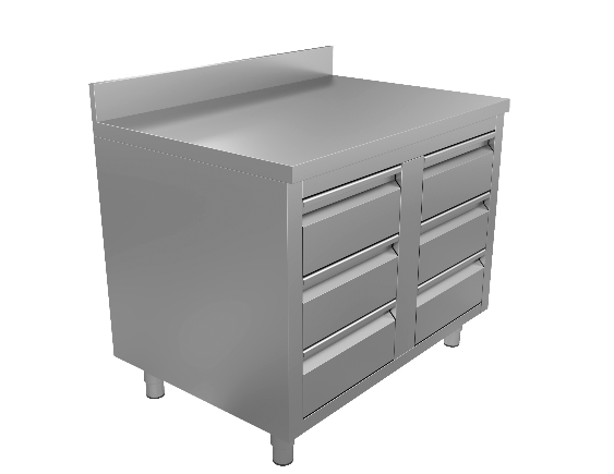S/S Work Table With 6 Drawers&Upstand 700