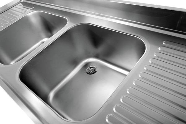 Stainless steel sink table 2000x700xH850 mm 2 sinks centre Unninox SPL20070M2