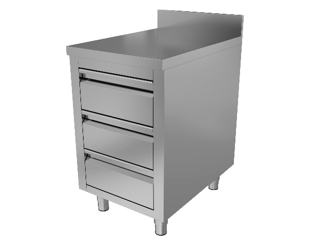S/S Work Table With 3 Drawers&Upstand 700