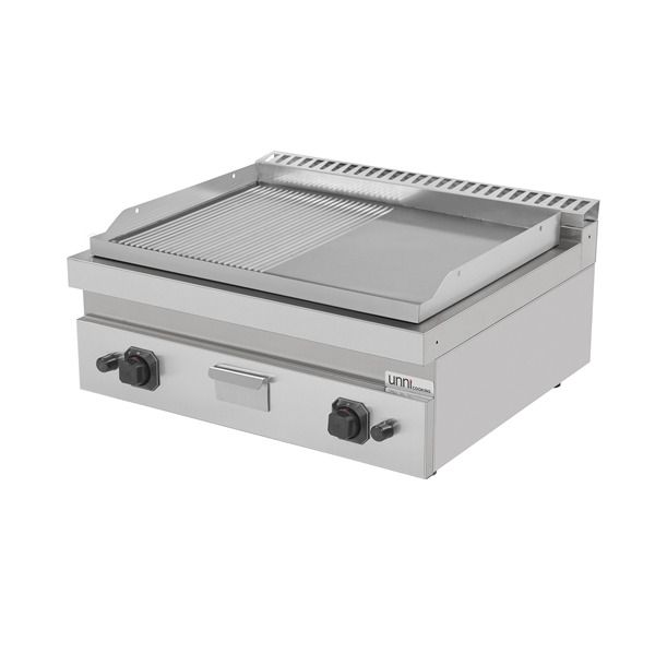 Gas griddle- 1/2 smooth Unninox G70GP20B+GS - 1/2 grooved