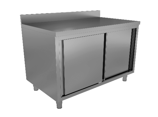WORK CABINET WITH SLIDING DOORS + UPSTAND 700