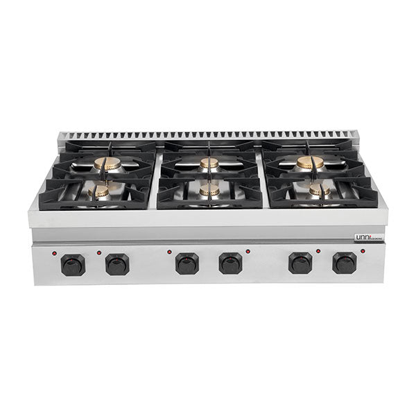 Gas range Unninox G70C30B - 44 kW - 6 burners