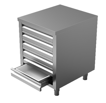 RVS werktafel met laden, 700 mm diep Unninox DR-6