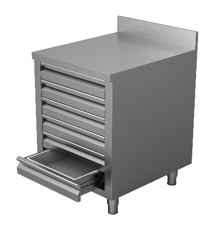 S/S Work Table With 3 Drawers + Upstand 700