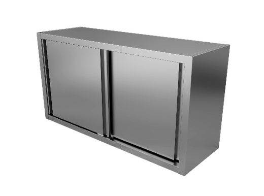 RVS wandkast met schuifdeuren, 1000 mm hoog