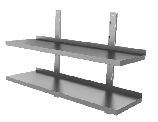 RVS wandschap met 2 legborden, 300 mm diep