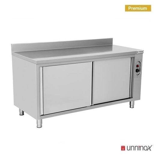 RVS warmhoudkast met opstaande rand, 600 mm diep Unninox