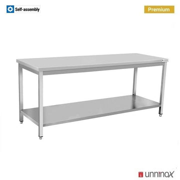 RVS werktafel met onderblad, 700 mm diep Unninox