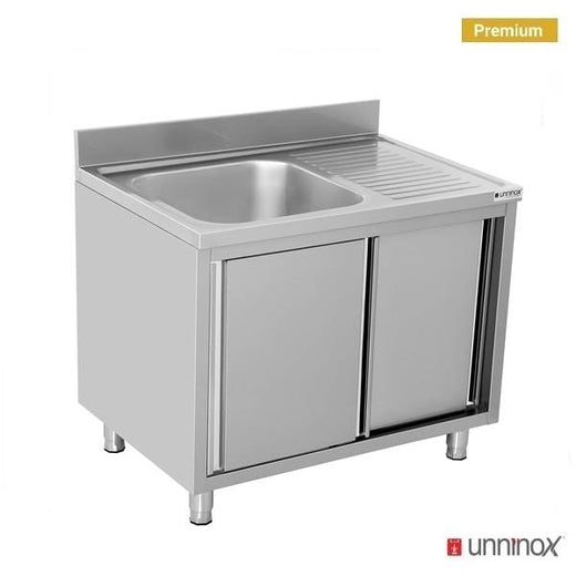 RVS spoeltafel met schuifdeuren Unninox