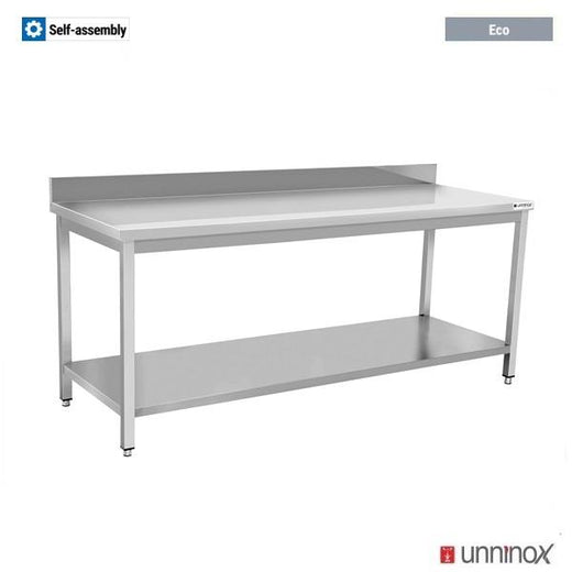 RVS werktafel met opstaande rand, 1500x700xH850 mm Unninox WTF157A-B